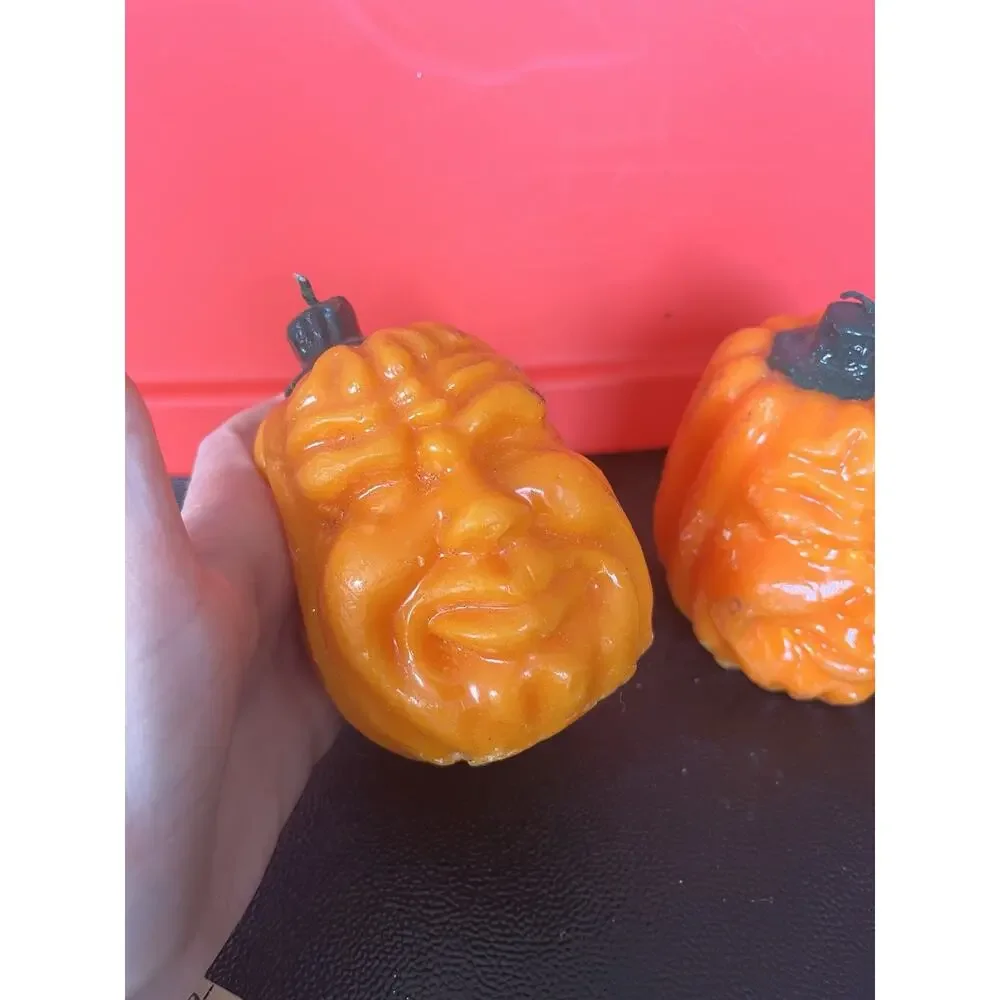 Vintage 1980’s Todd Masters Jack O Lantern Pumpkin Candles Halloween Faces Set 2